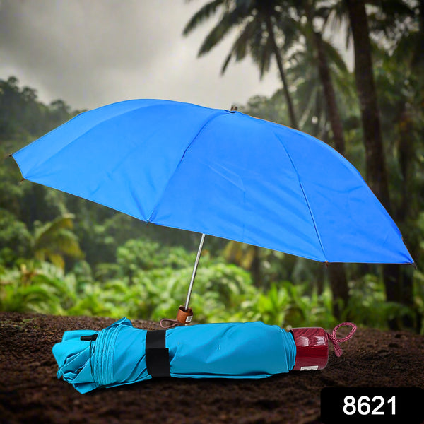 3-fold Sun  Rain Protective Solid Foldable Umbrella (1 Pc  Mix Color)