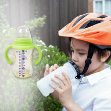 Plastic Baby Feeding Bottle With Handles Cleaning Brush  Straw (300 Ml  1 Pc)